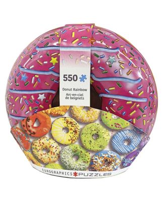  Rainbow Donut 550 Piece Jigsaw Puzzle Tin, Ages 13+