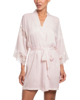 Shimmer Satin Lace Trim Wrap Robe
