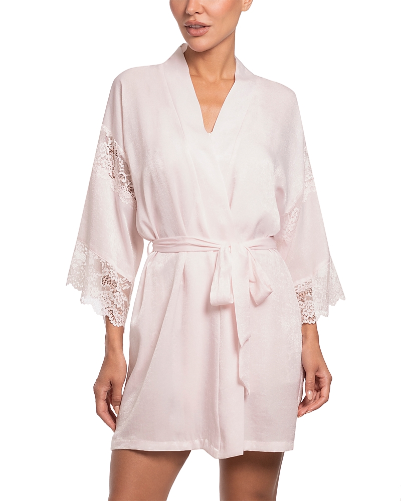In Bloom by Jonquil Shimmer Satin Lace Trim Wrap Robe