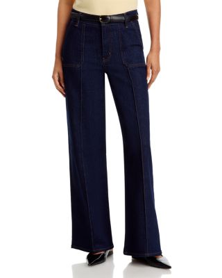 Le Slim Palazzo Pintuck Pocket High Rise Jeans in Rinse