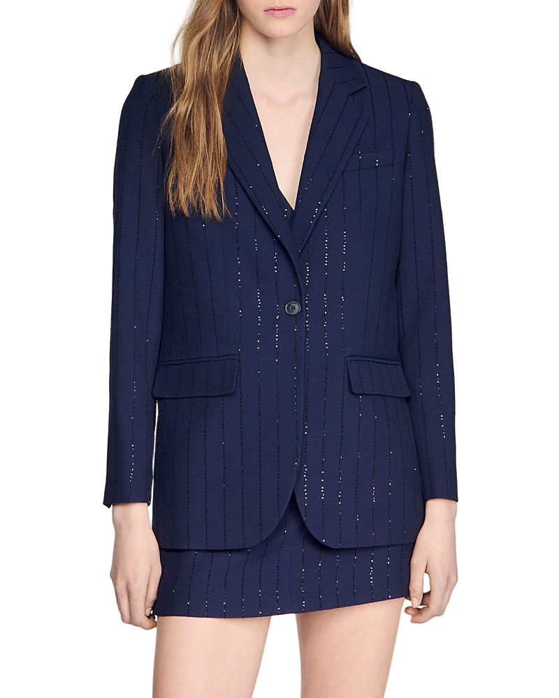 Sandro Sequin Stripe Suit Jacket