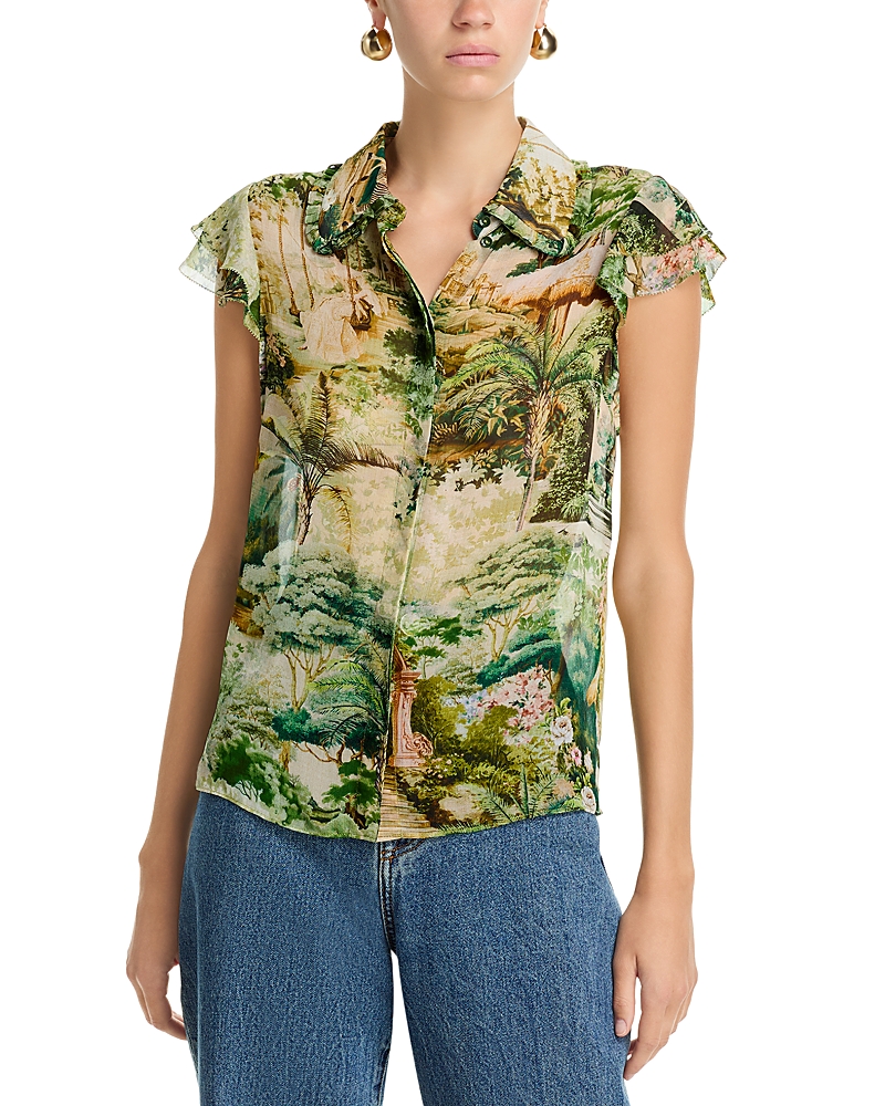 Alice and Olivia Martel Flutter Sleeve Blouse