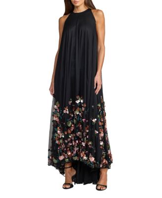  Sequin Embellished Sleeveless High Low Gown