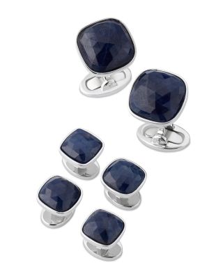 Sapphire Square Sterling Cufflink Stud Set