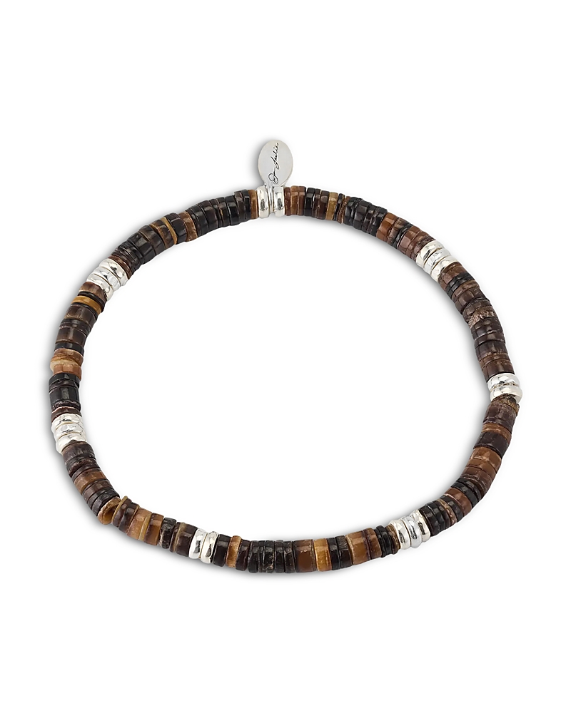 Jan Leslie Heishi Shell & Sterling Silver Stretch Bracelet