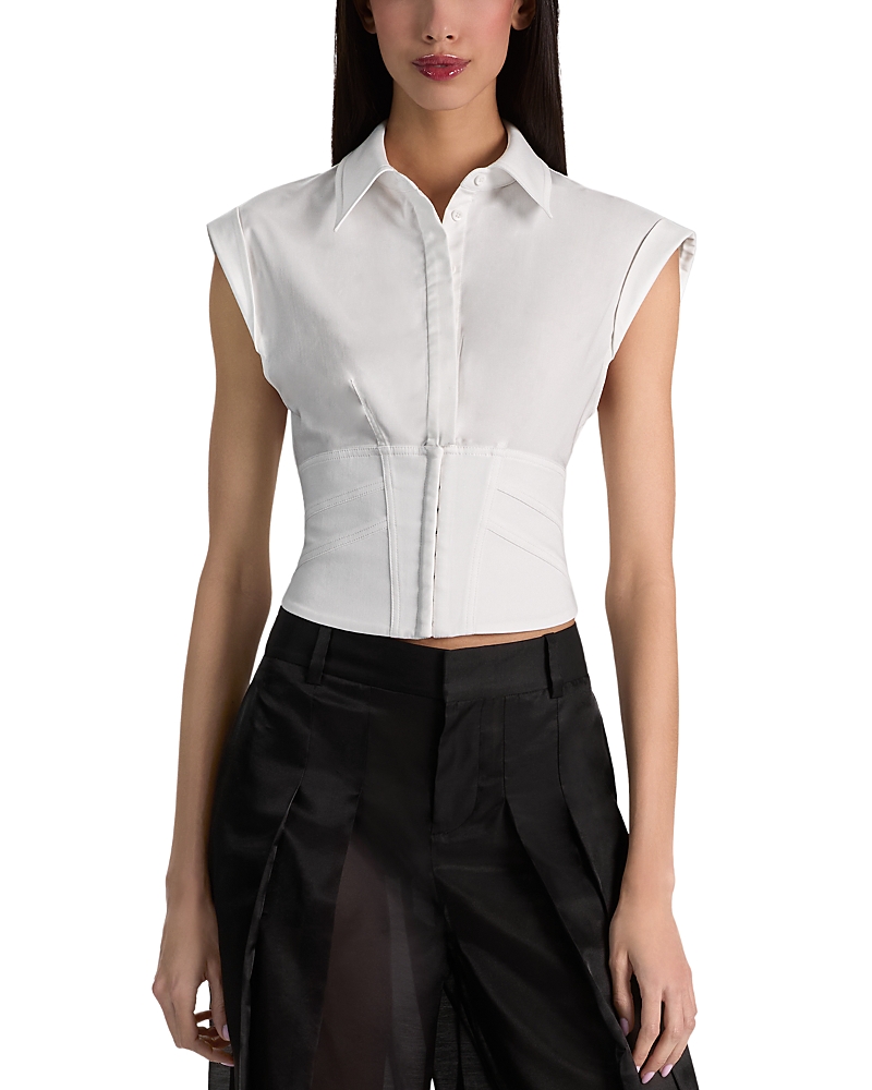 Alice and Olivia Kim Paneled Corset Fitted Top