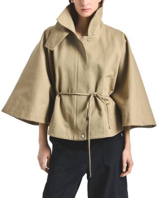 Collins Twill Belted Capelet Jacket