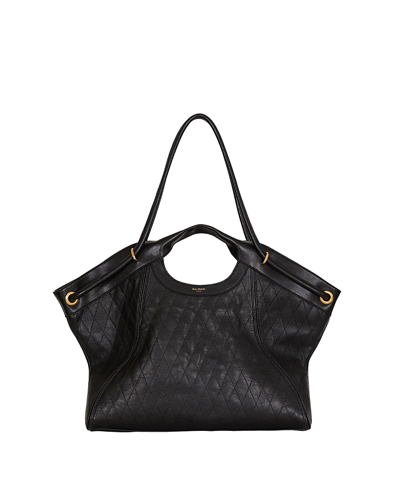 Balmain Large Tote in Topstitched Leather
