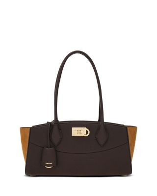 Studio Soft East West Leather & Suede Top Handle Bag