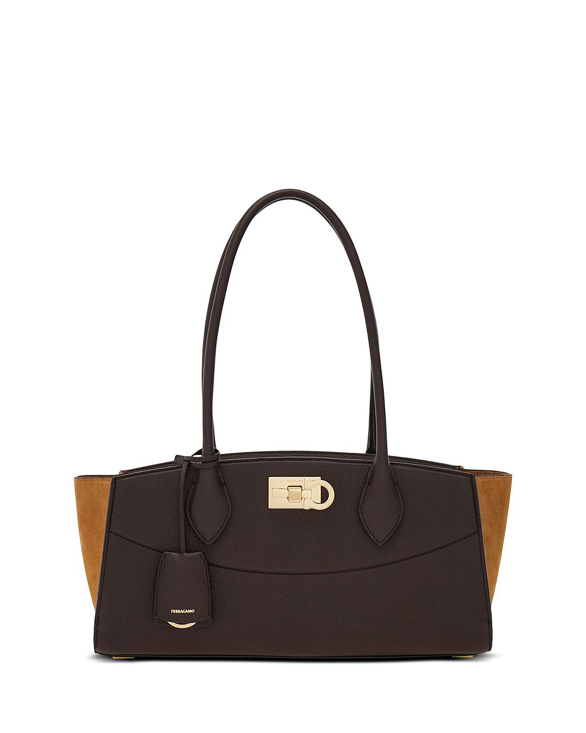 Ferragamo Studio Soft East West Leather & Suede Top Handle Bag