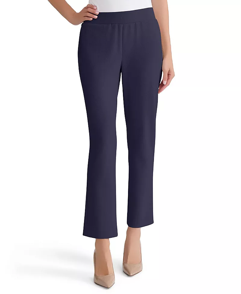 Ming Wang Plus Stretch Deco Crepe Straight Leg Pants