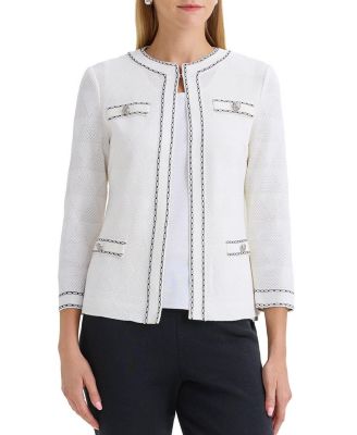  Diamond Faux Link Trim Knit Jacket