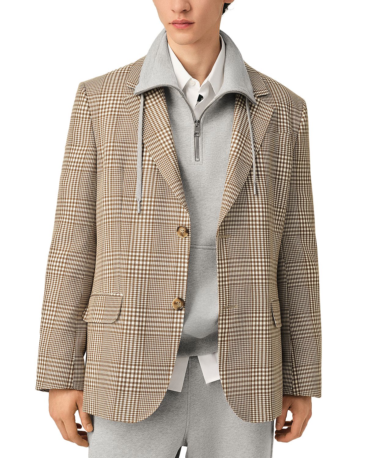 Ami Straight Fit Single Breasted Check Jacket