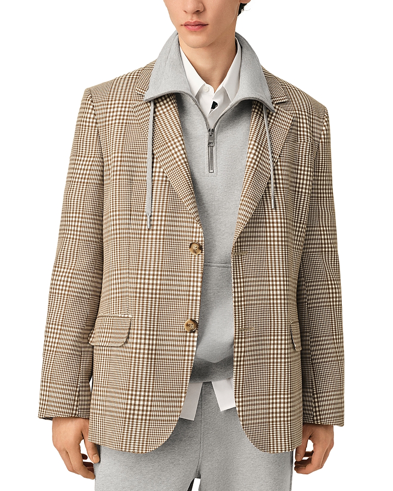 Ami Straight Fit Single Breasted Check Jacket
