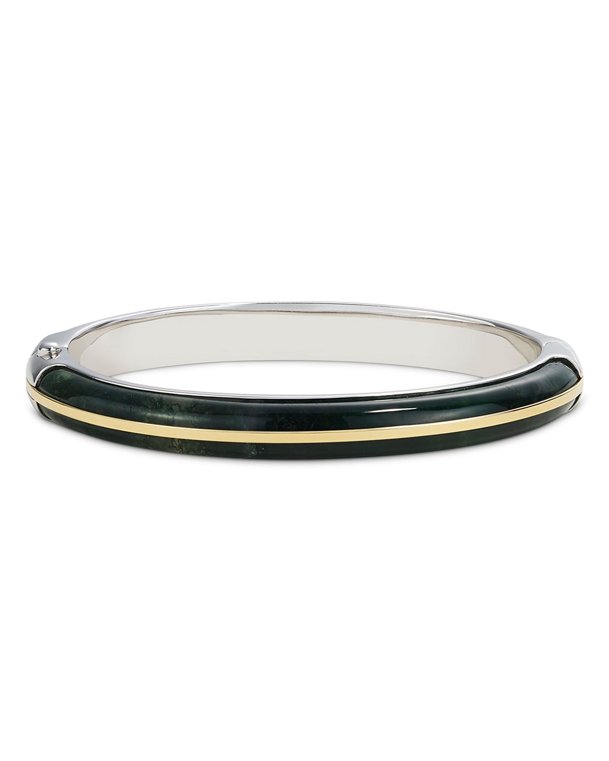 By Pariah 14K Yellow Gold & Sterling Silver Moss Agate Bangle Bracelet
