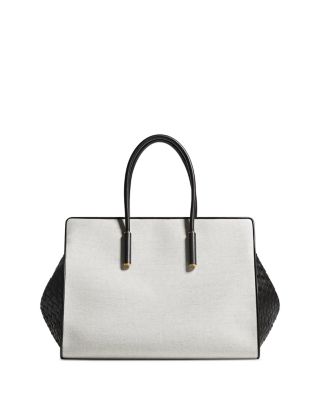 Barbara Canvas & Intrecciato Leather Tote 