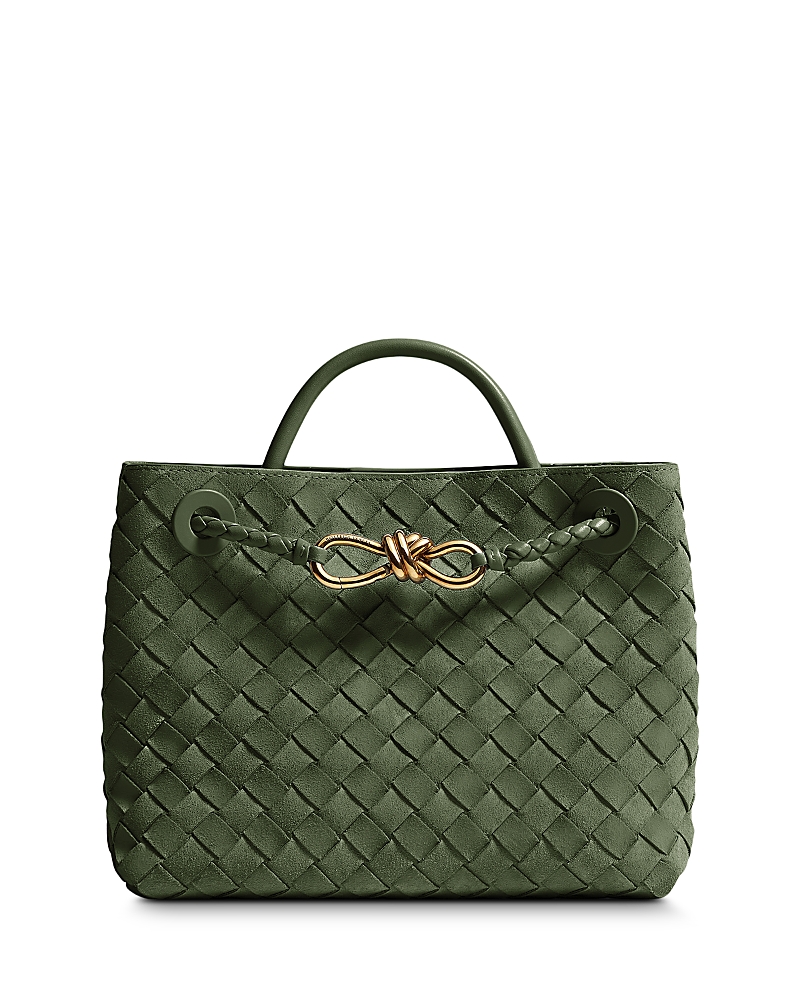 Bottega Veneta Small Andiamo Intrecciato Suede Top Handle Bag