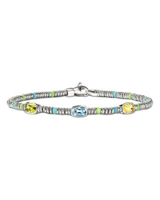 Sterling Silver Heishi Multi Gemstone Bead Bracelet