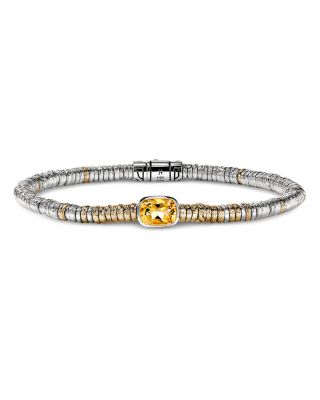 14K Yellow Gold & Sterling Silver Heishi Citrine Bead Bracelet
