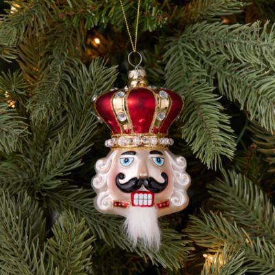 Glass Nutcracker Head Ornament