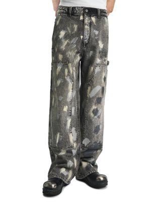 Straight Fit Paint Splotch Carpenter Pants