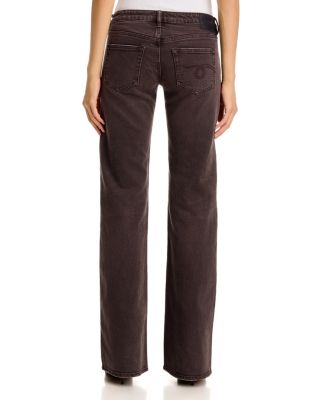 Boy Low Rise Flare Jeans in Worn Chocolate Brown Stretch - thumbnail 3