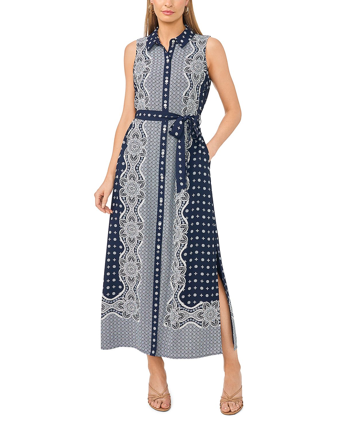 Vince Camuto Sleeveless Maxi Shirtdress
