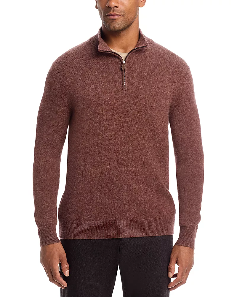 The Men's Store at Bloomingdale's Rust Cashmere Quarter-Zip Sweater - Exclusive