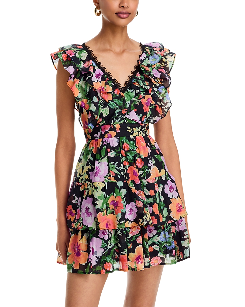 Aqua Floral Ruffle Sleeve Mini Dress - Exclusive