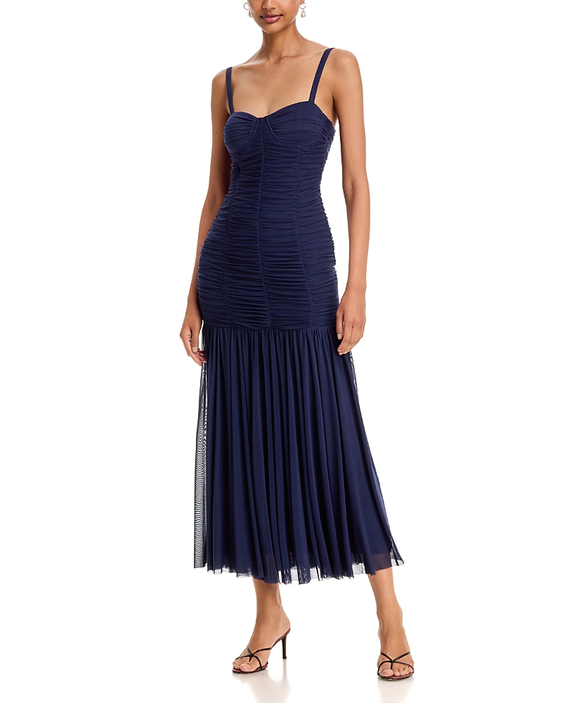 Aqua Bustier Maxi Mesh Dress - Exclusive