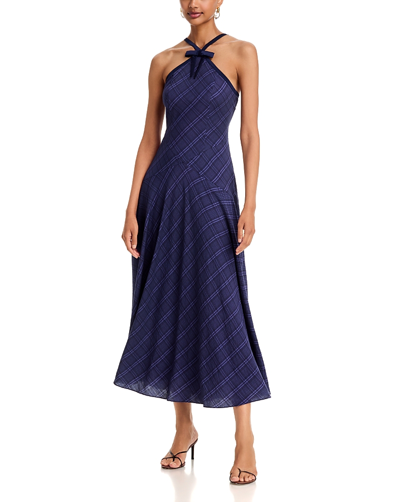 Aqua Plaid Halter Dress - Exclusive