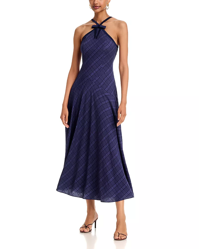 Aqua Plaid Halter Dress - Exclusive