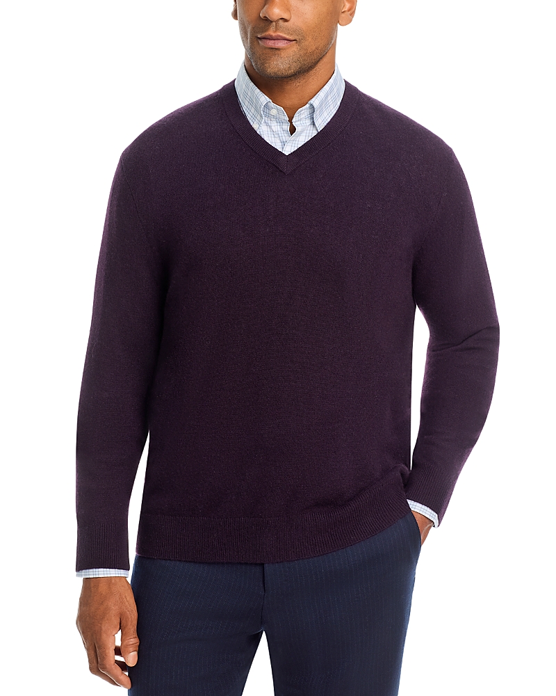 The Men's Store at Bloomingdale's Raisin Cashmere V-Neck Sweater - Exclusive