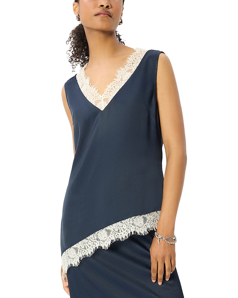 Whistles Lace Trim Satin Top