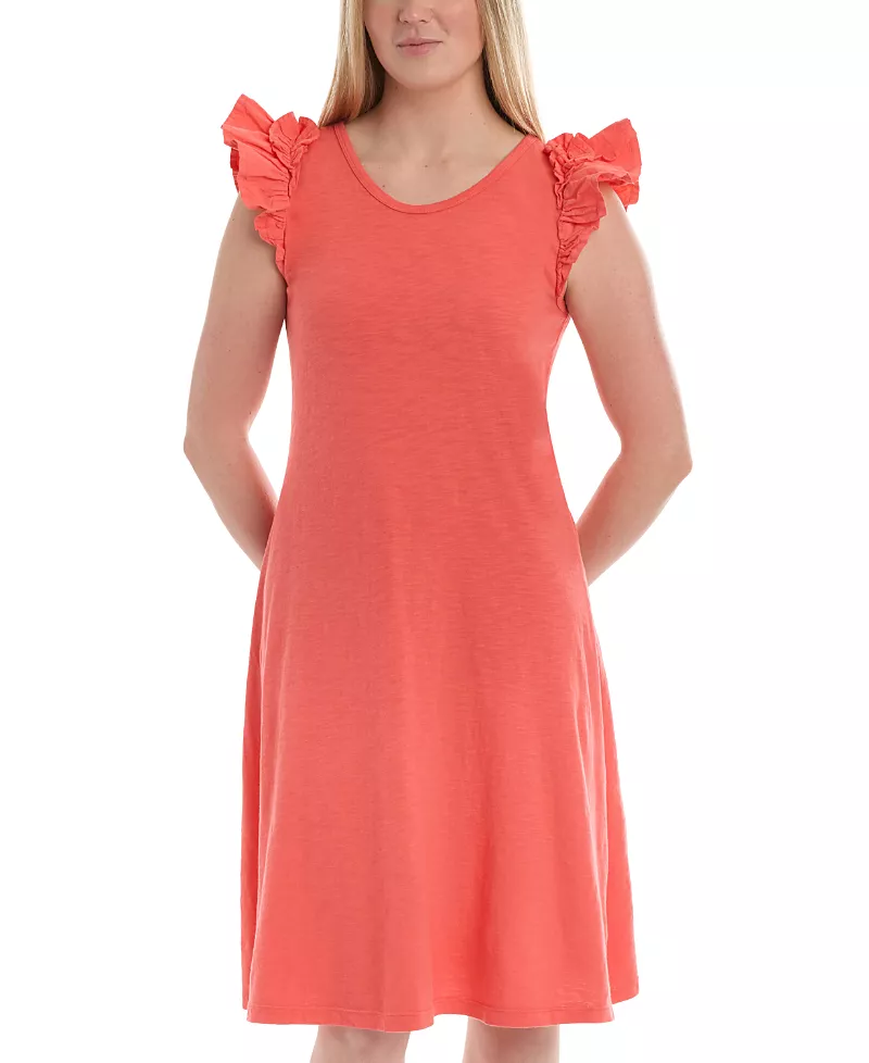 Wilt Clothing Ruffle Shoulder Tank Dress