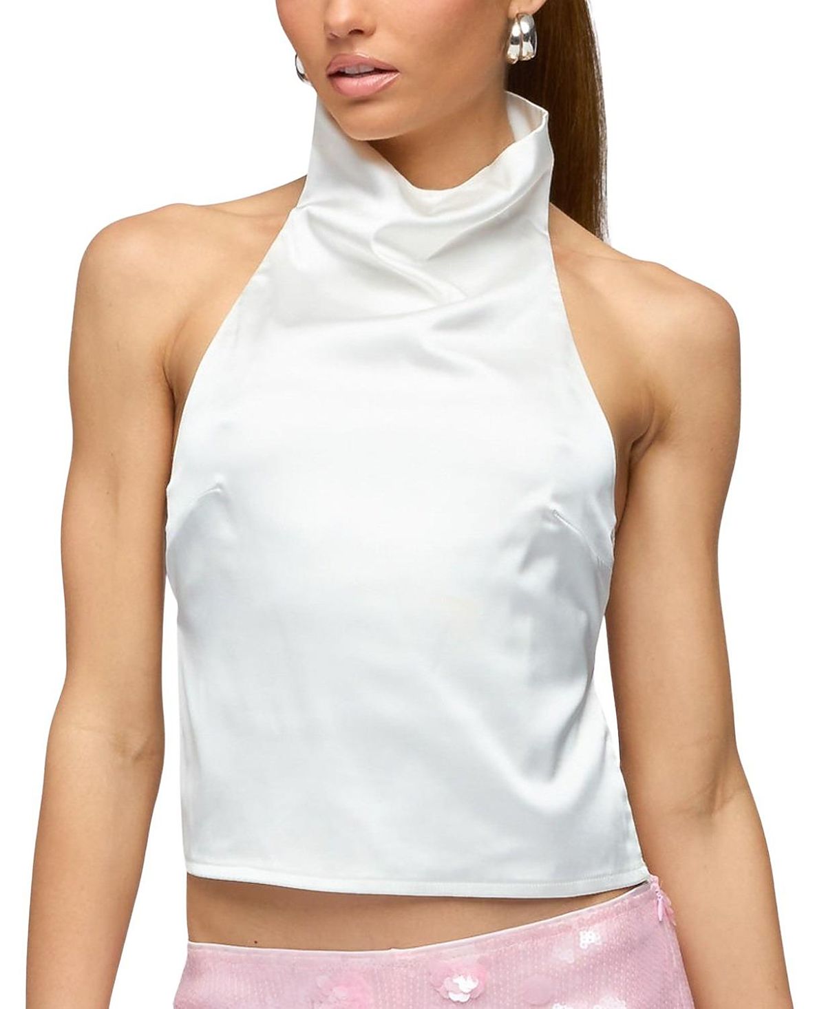 Edikted Satin Effect Backless Cowl Neck Top