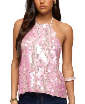 Ellorie Backless Sequin Halter Top