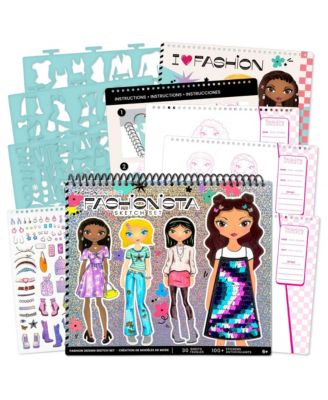  Fashionista Outfit Design Pad Sketch Portfolio Set, Ages 6+