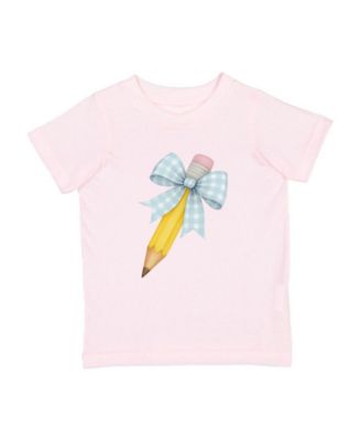 Girls' Plaid Pencil Bow Short Sleeve T-Shirt - Big Kid