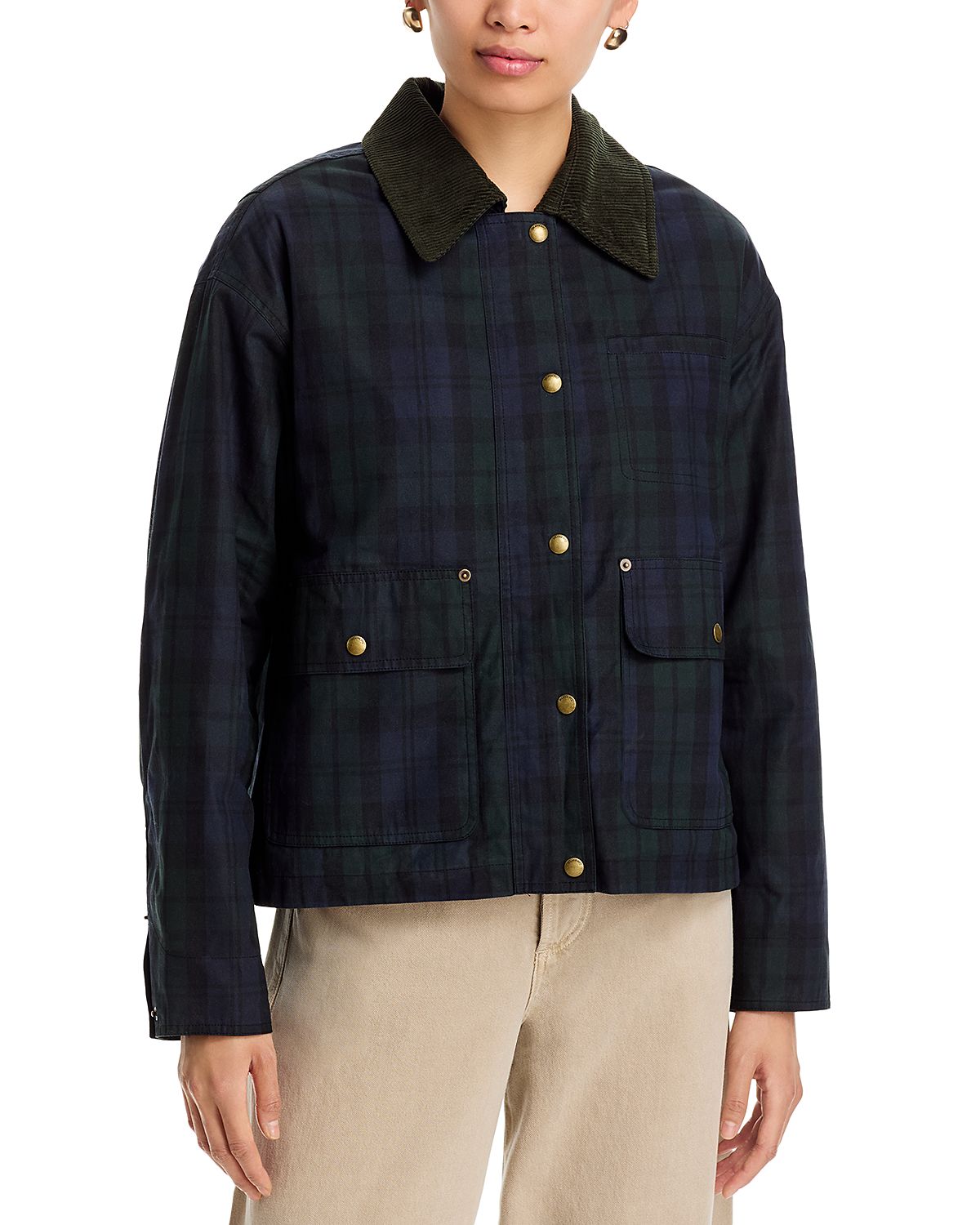 Blanknyc Plaid Cord Collar Barn Jacket