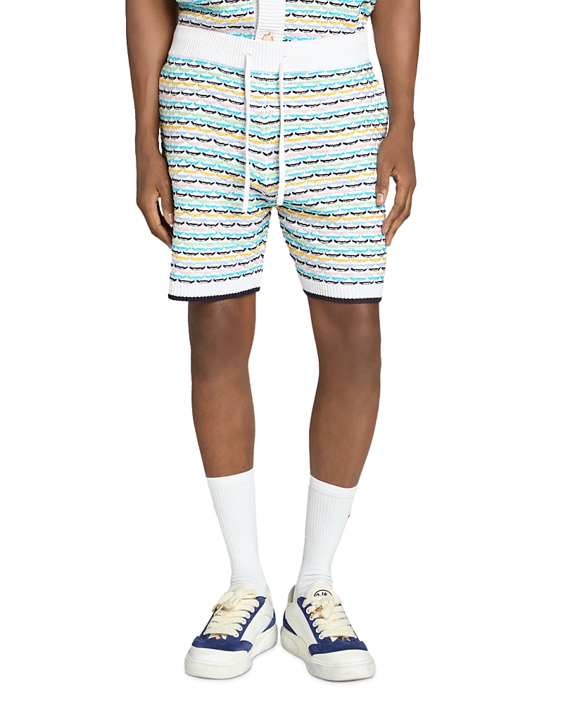 Casablanca Crochet Tuck Stitch Stripe Shorts