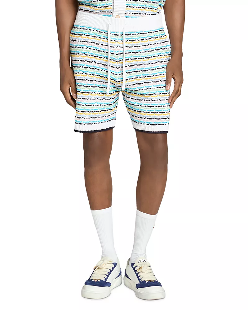 Casablanca Crochet Tuck Stitch Stripe Shorts