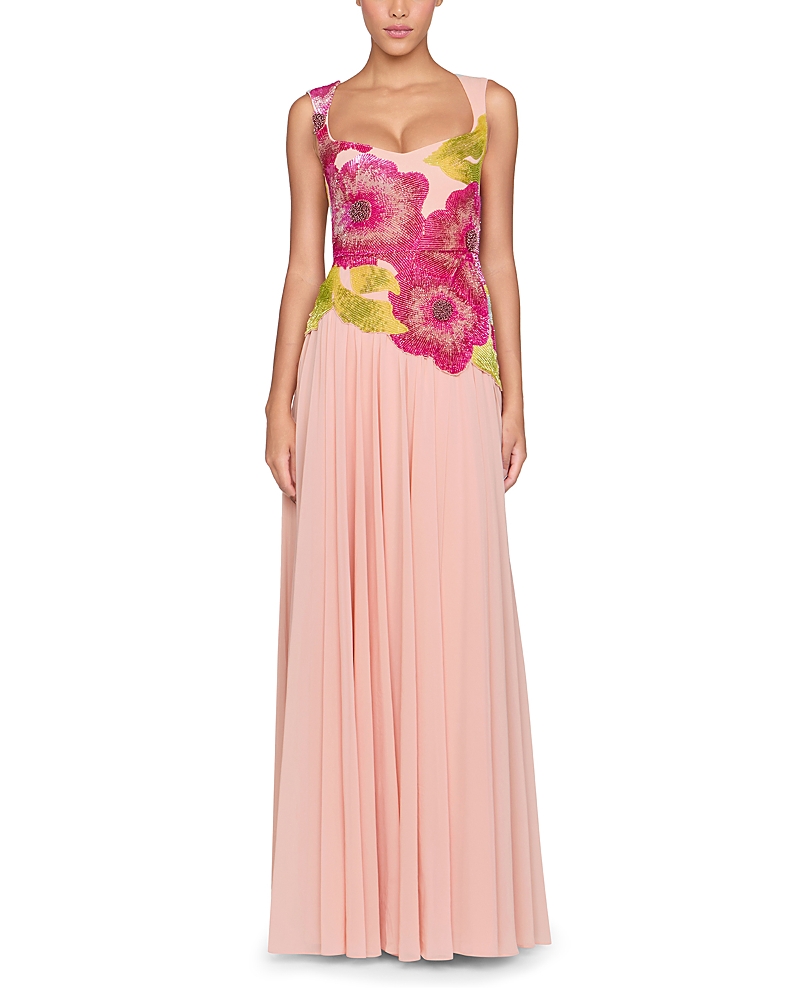 Theia Sandie Embroidered Gown