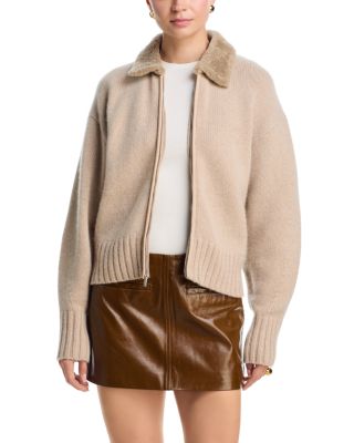 Zorina Wool & Cashmere Cardigan with Shearling Collar