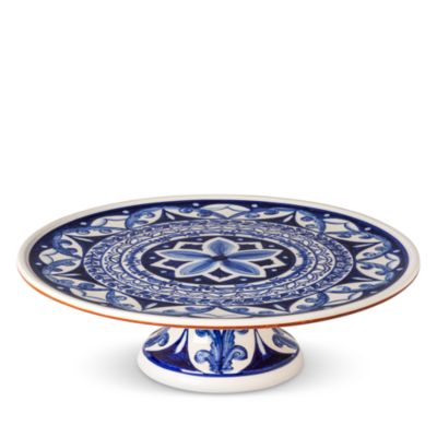 Alentejo Terracotta Hand-Painted Footed Cake Plate