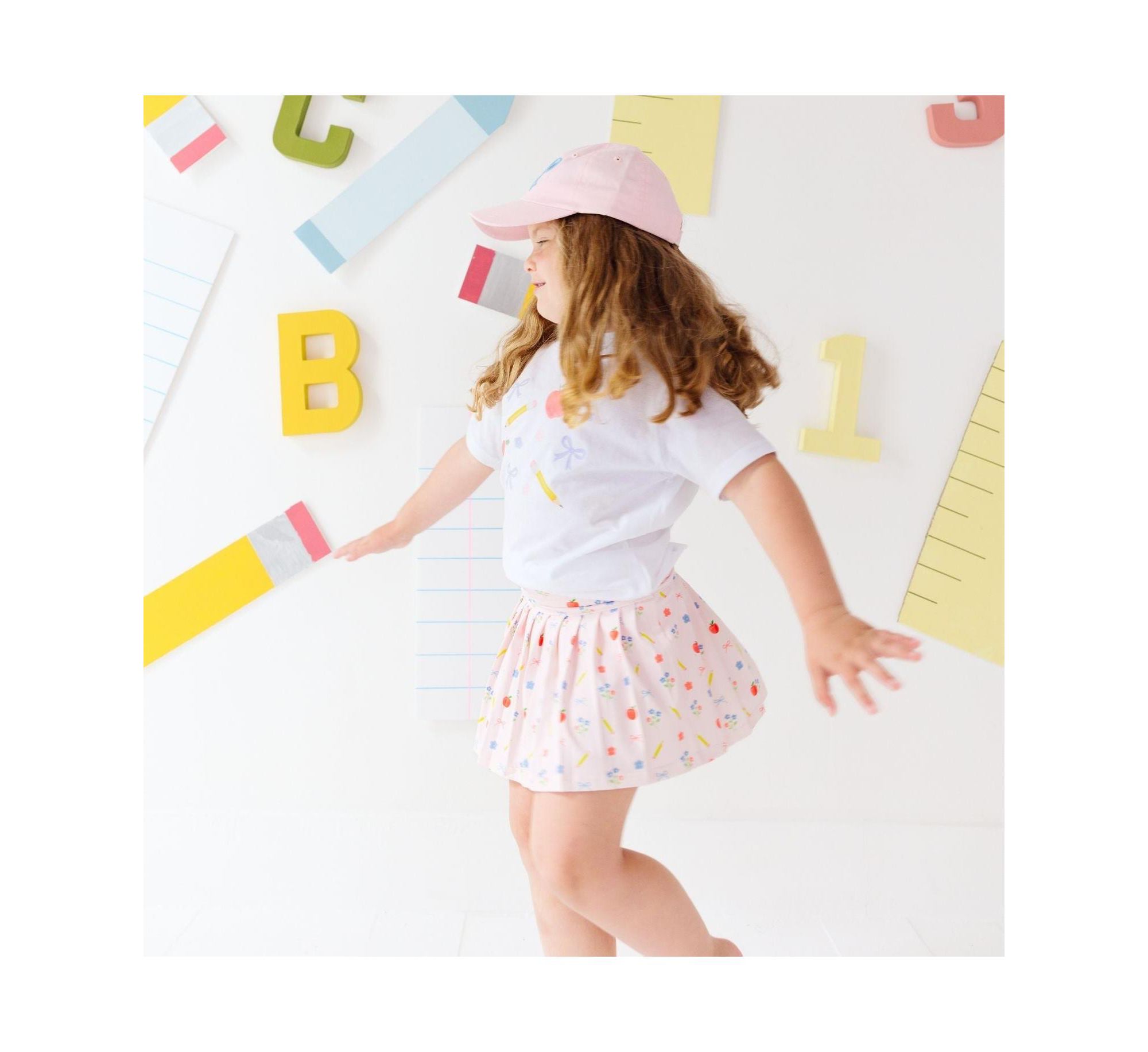 Girls' Ditsy Floral Back To School Short Sleeve T-Shirt - Little Kid — Image 4