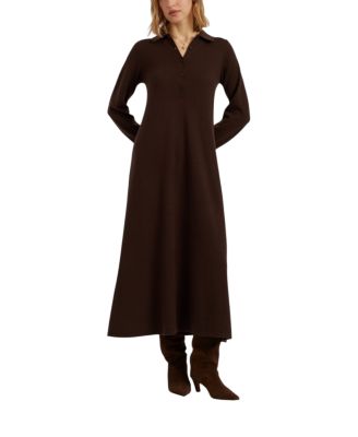  Women's Wool-Cashmere A-Line Polo Dress