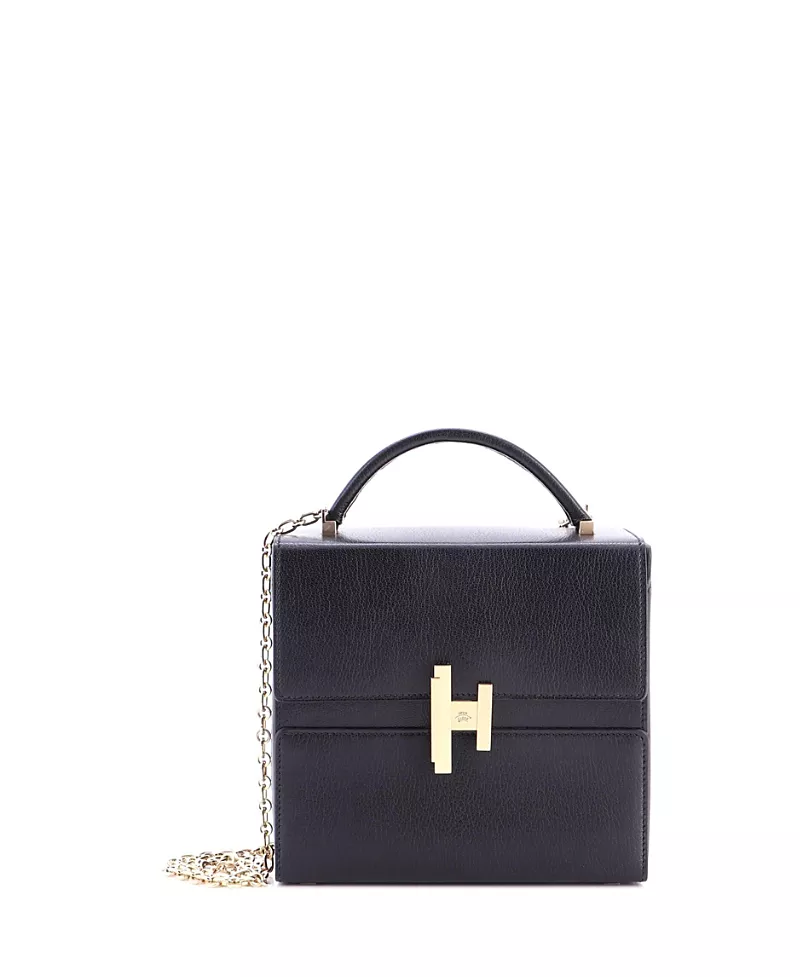 Pre-Owned HERMES Cinhetic Top Handle Bag Chevre Chamkila