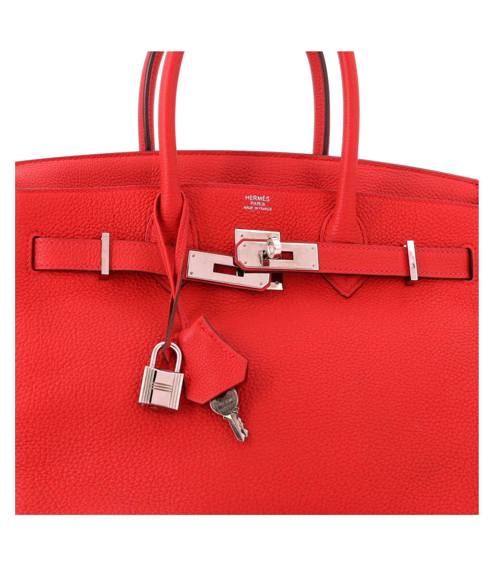 Birkin 30 Handbag Red Togo with Palladium Hardware — Image 6
