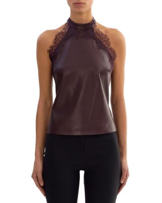Ginny Lace Trim Faux Leather Top